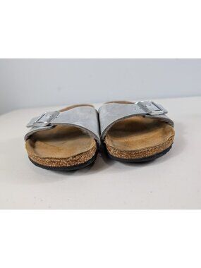 Birkenstock Madrid Sandals in silver metallic color women's size 8
